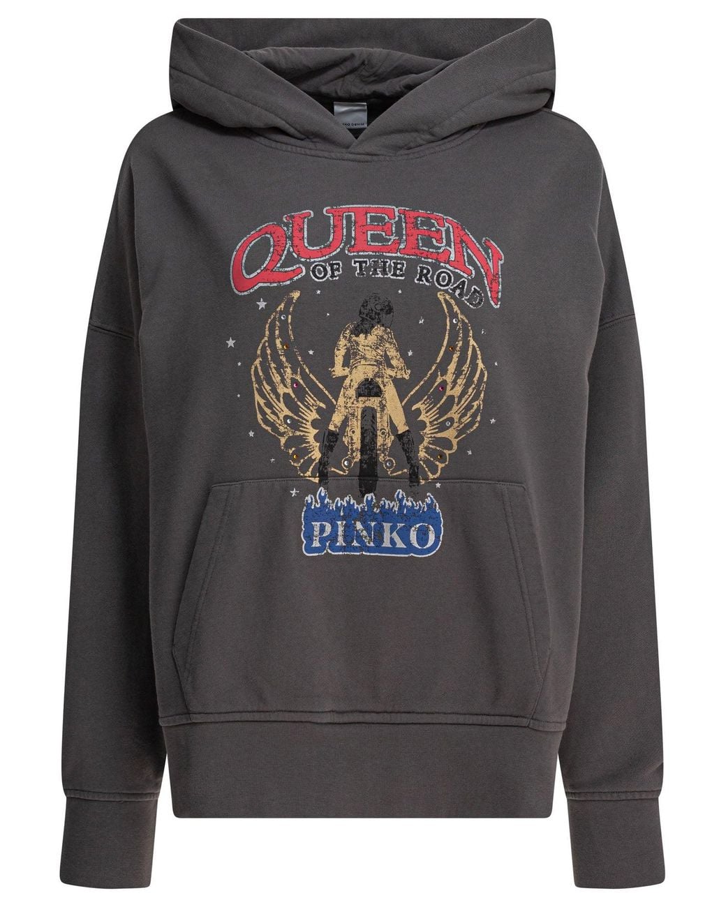 Pinko Gray Cotton Hoodie