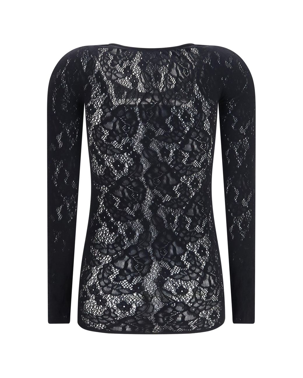Wolford Black Infinite Rose Net Long-Sleeve Top