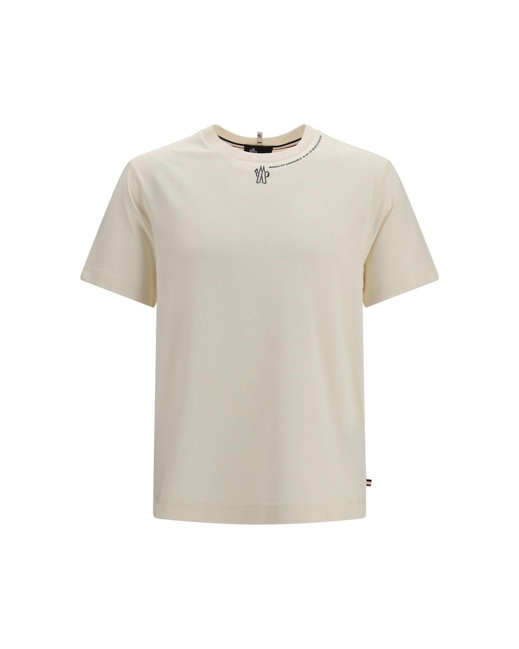 Moncler White Cotton T-Shirt Cream for men