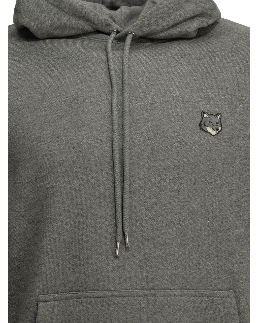 Maison Kitsuné Gray Fox Head Mini Logo Hoodie for men