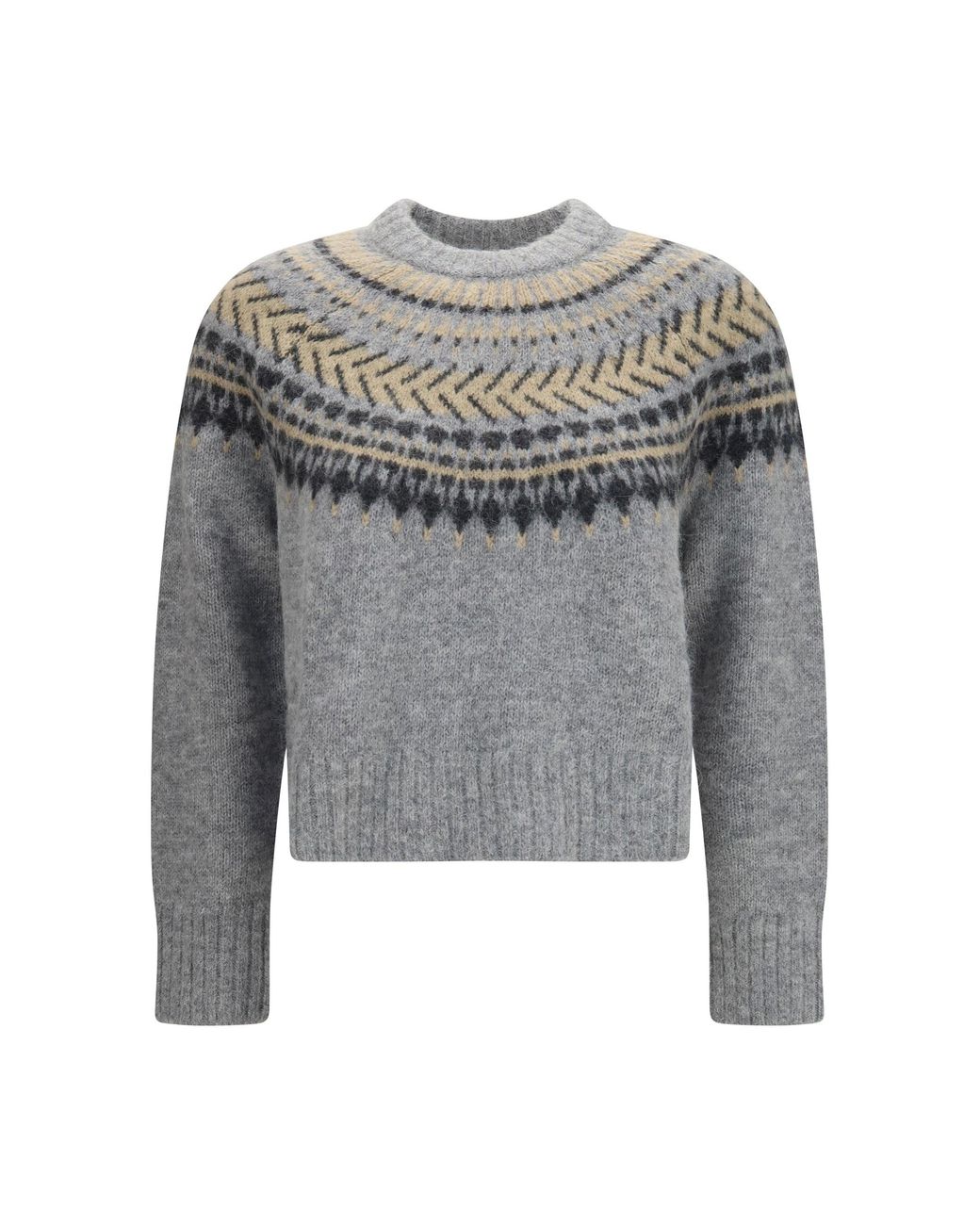 Barbour Gray Annette Fair Isle Crewneck Jumper Multi
