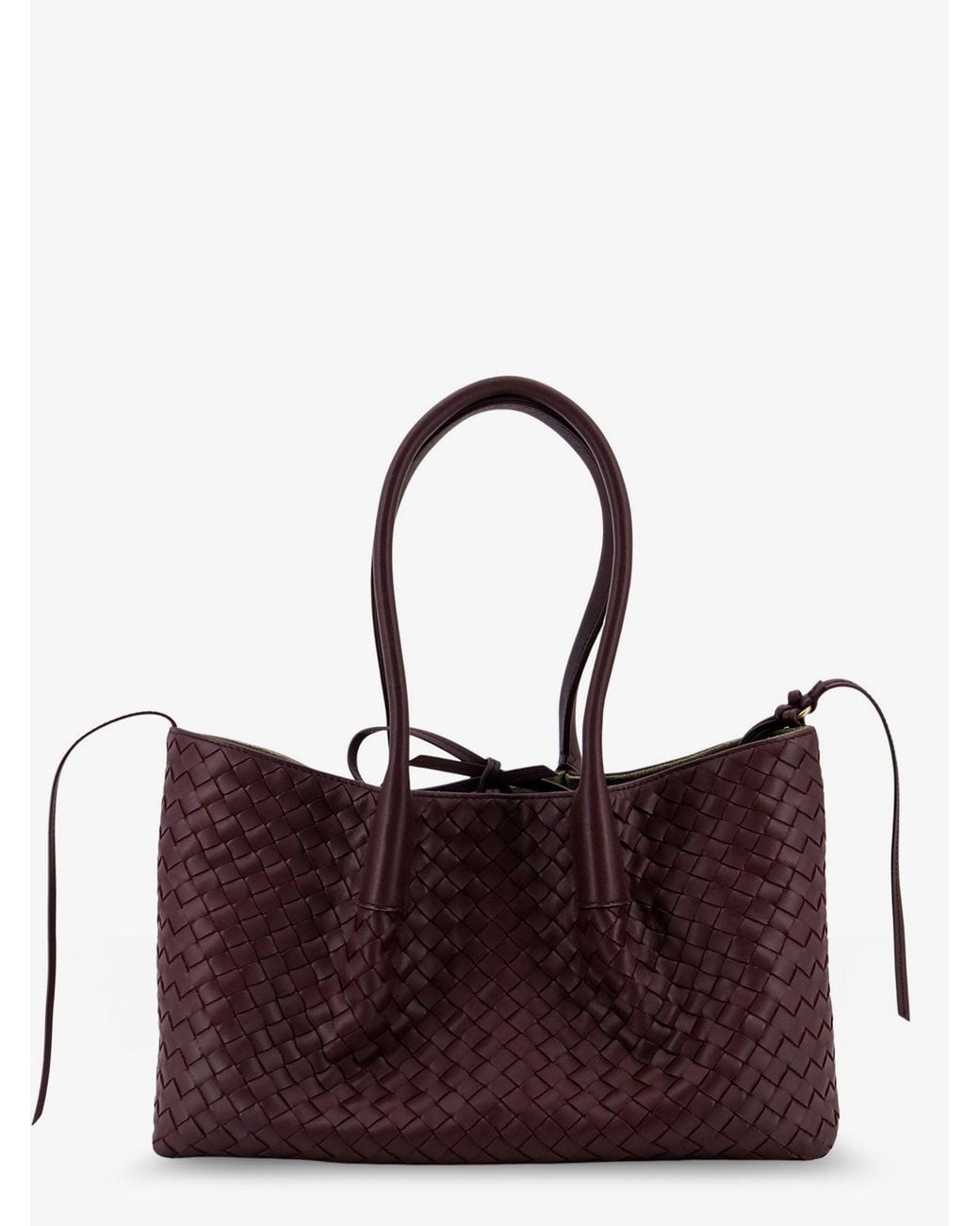 Bottega Veneta Purple Pinacoteca Leather Handbag With Intrecciato Motif