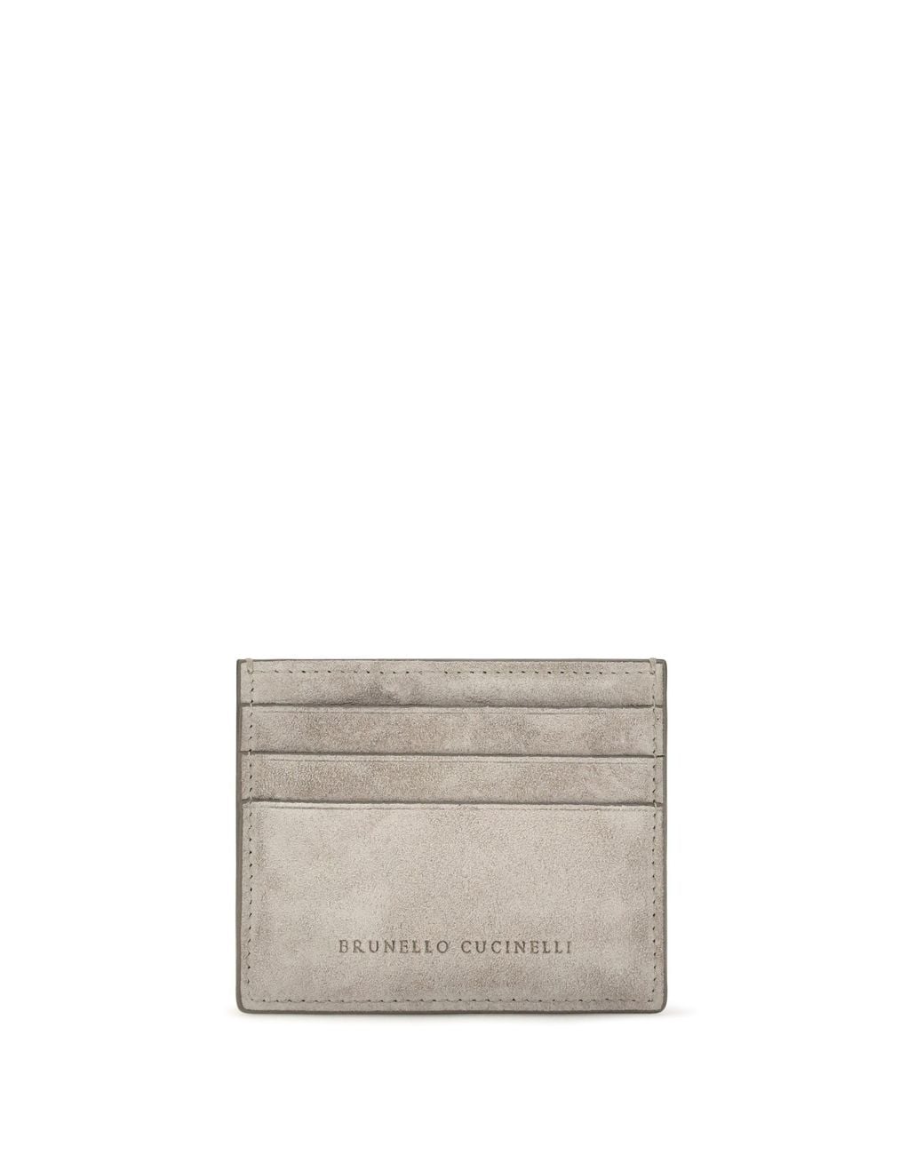 Brunello Cucinelli White Suede Card Holder