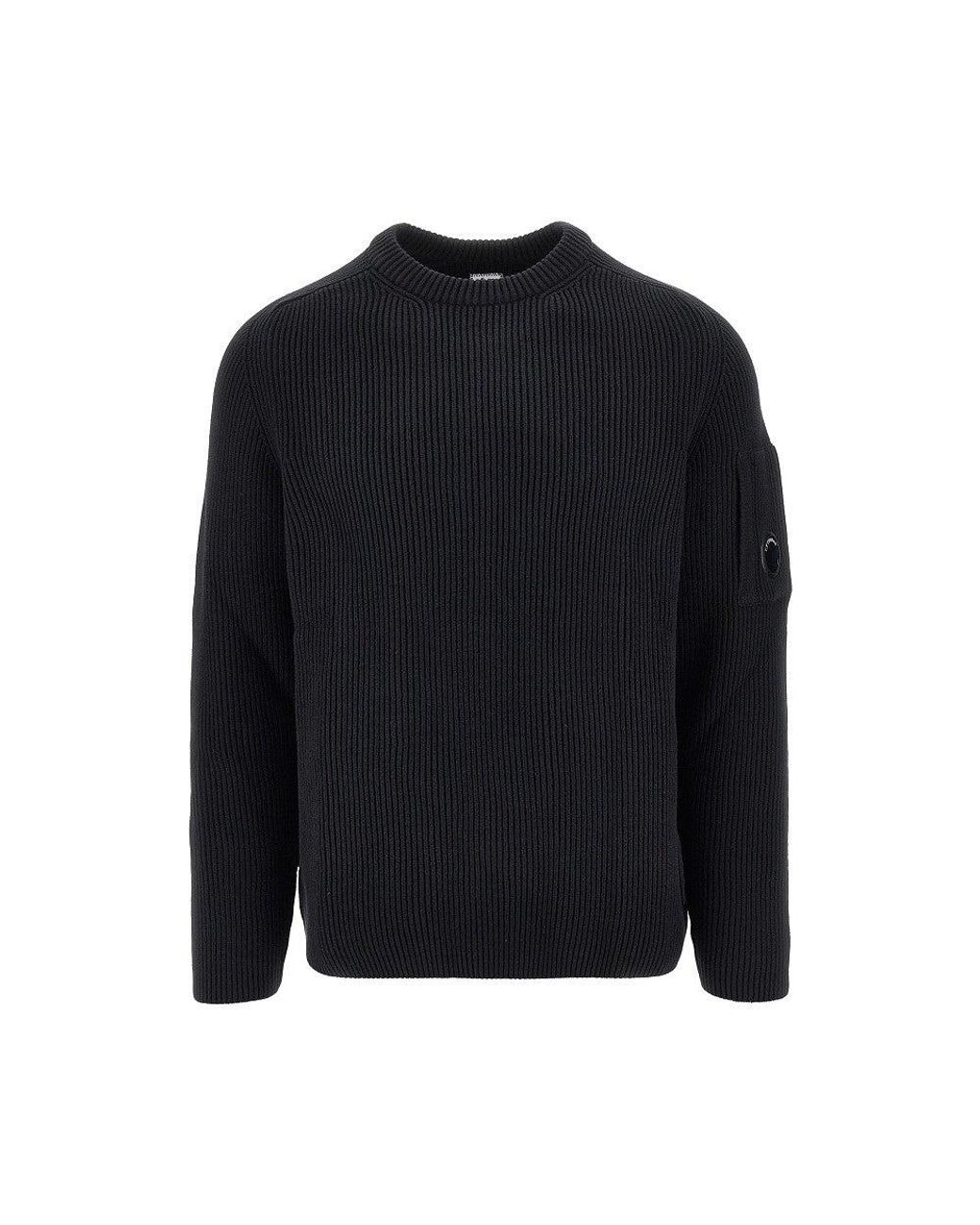 C P Company Blue Knitted Sweater With Nfc Lens for men