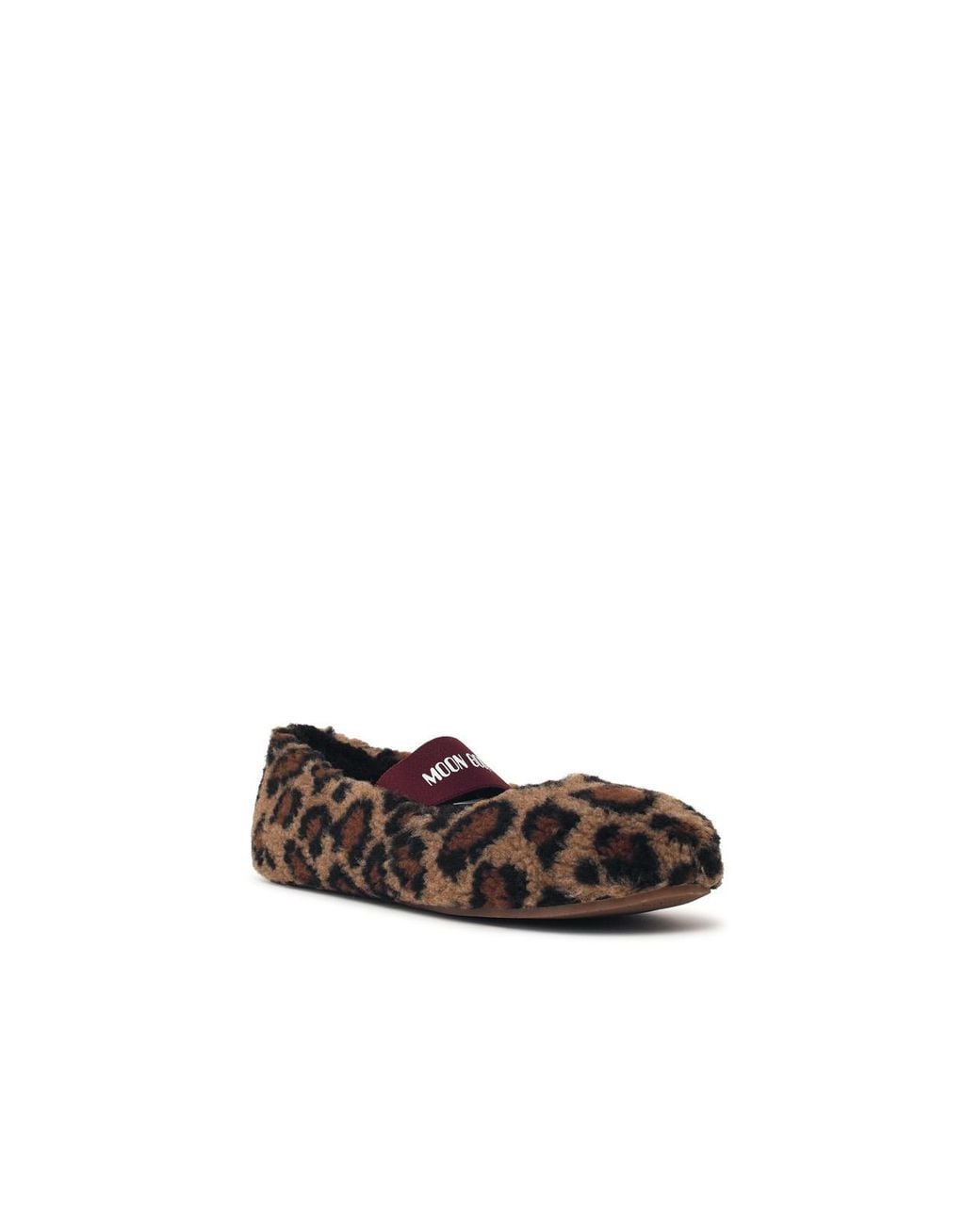 Moonboot White Fleece Teddy Leather Cognac Ballet Flats