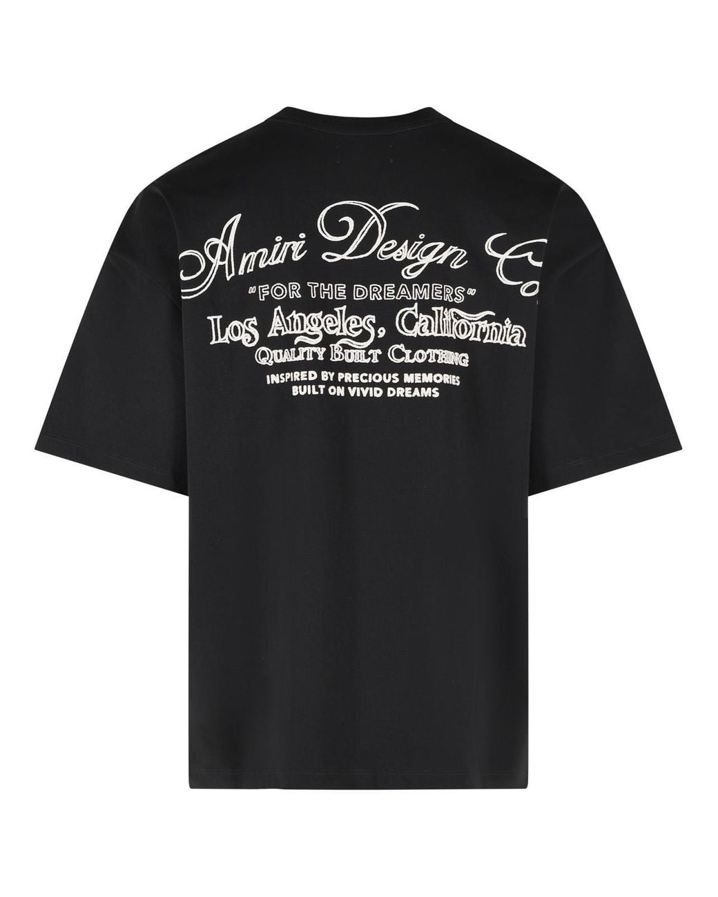 Amiri Black Logo Crew Neck T-Shirt With Mini Chest And Back Print for men