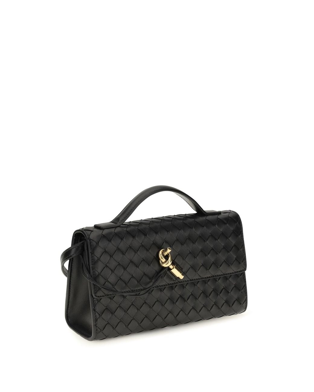 Bottega Veneta Black Andiamo Top-Handle Clutch