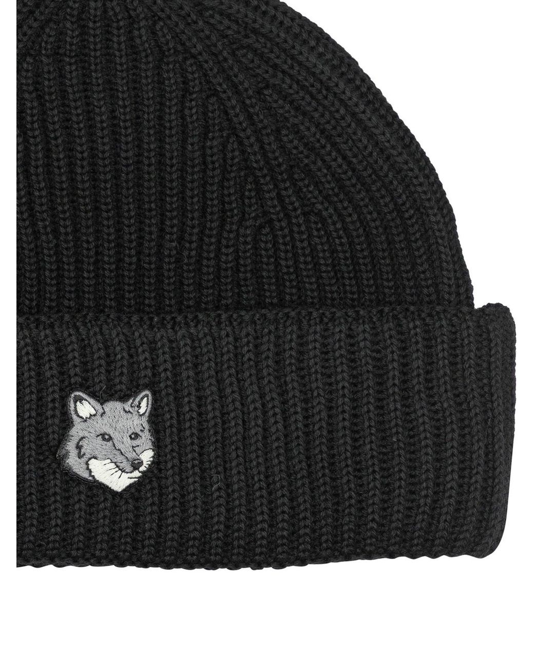 Maison Kitsuné Black Fox Head Beanie