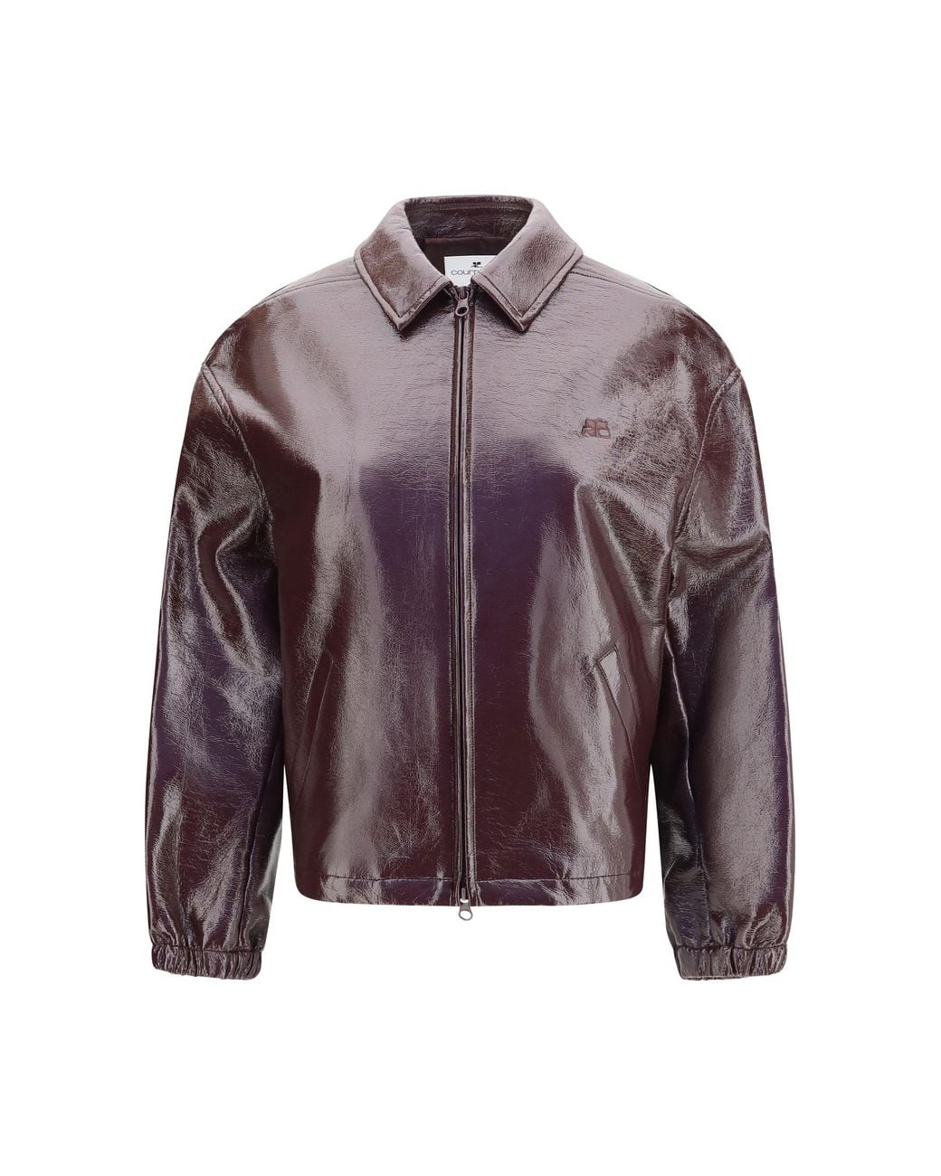 Courreges Purple Vinyl Bomber Jacket Burnt