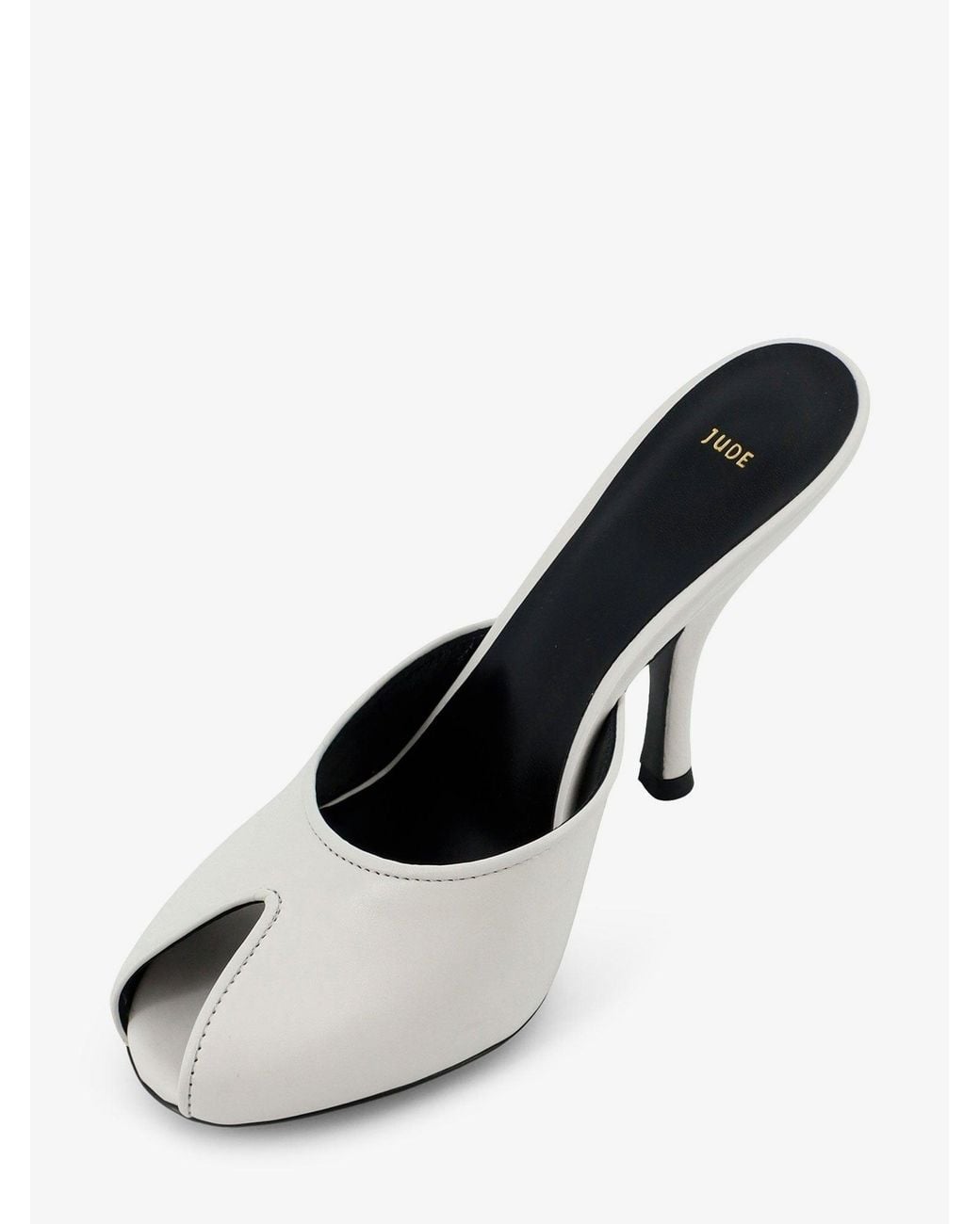 Jude White Leather Date Mule Sandals