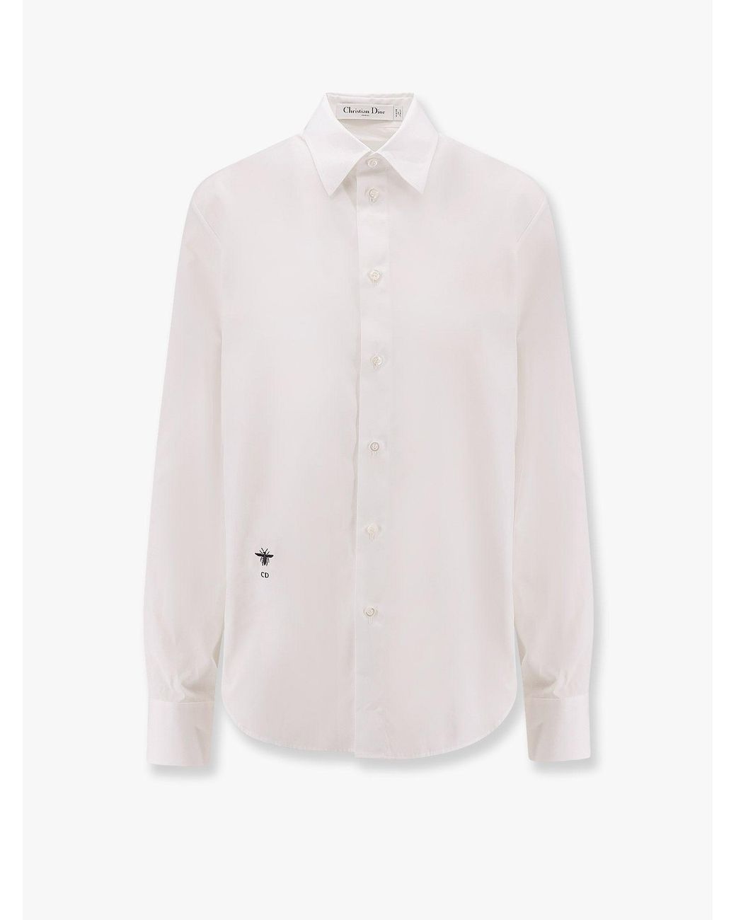 Dior White Dior Cotton Shirt With Bee And Monogram Embroidery
