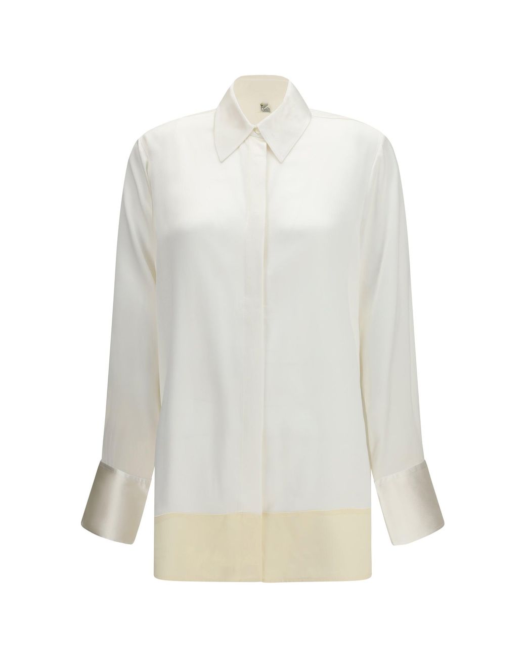 Totême White Tuxedo Shirt Soft Satin Viscose