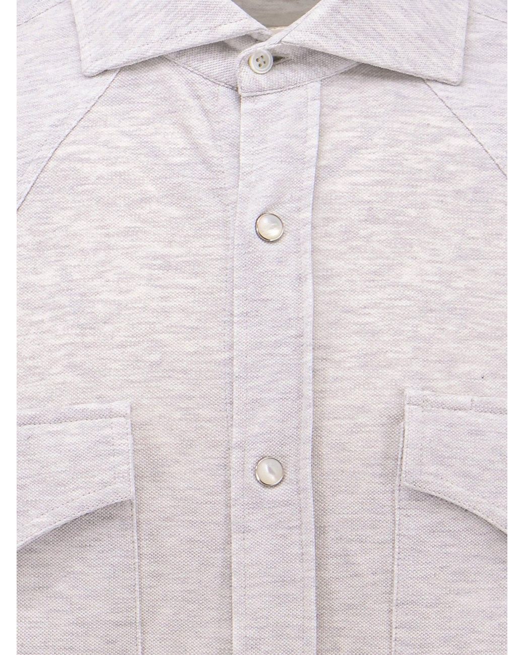 Brunello Cucinelli White Cotton Leisure Fit Shirt for men