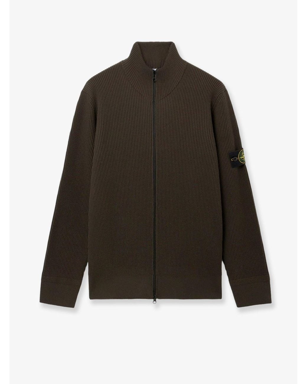 Stone Island Green Virgin Wool Cardigan for men