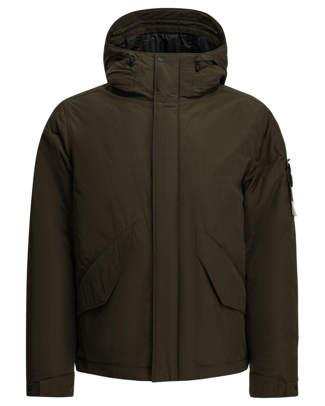 Stone Island Green "Crinkle Reps Ny" Short Down Jacket for men