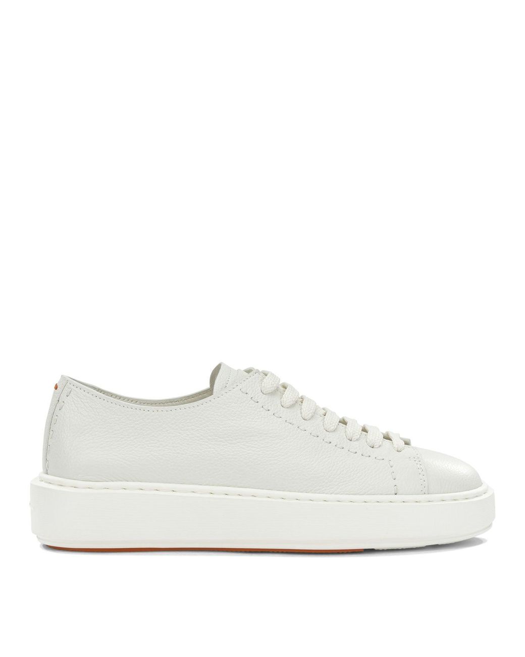 Santoni White Calf Leather Rubber Sneakers