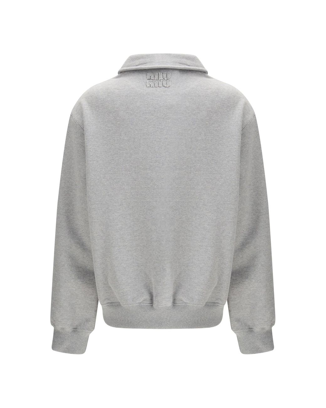 Miu Miu Gray Sweatshirt With Oblique Zip Closure