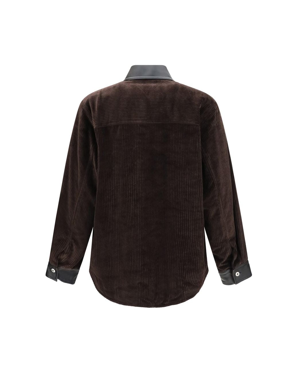 Bottega Veneta Black Corduroy Jacket With Leather Collar for men