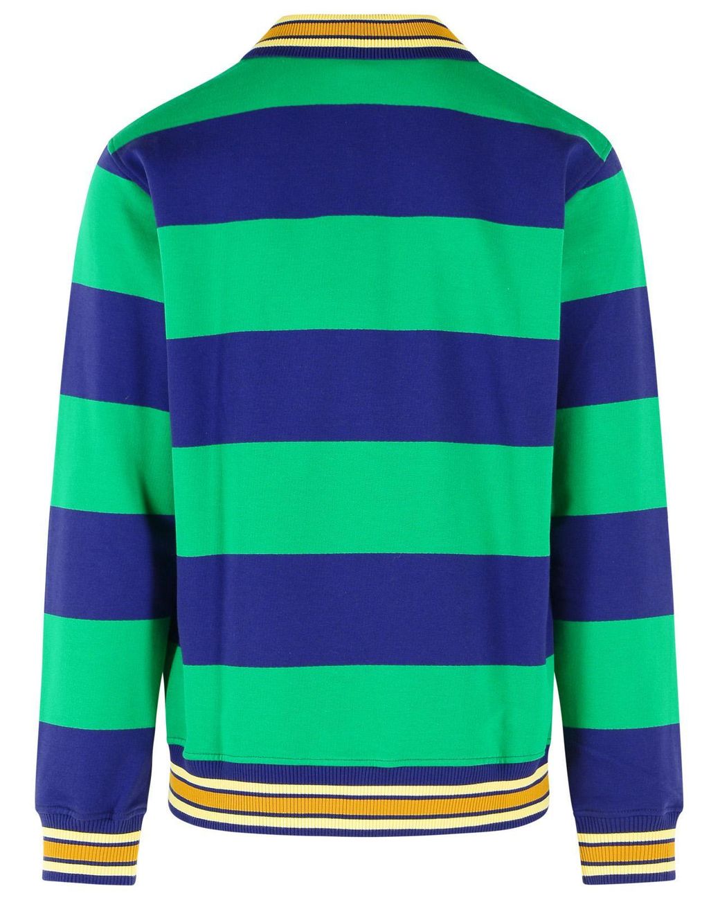 Drole de Monsieur Green Embroidered Stripes Polo Shirt for men