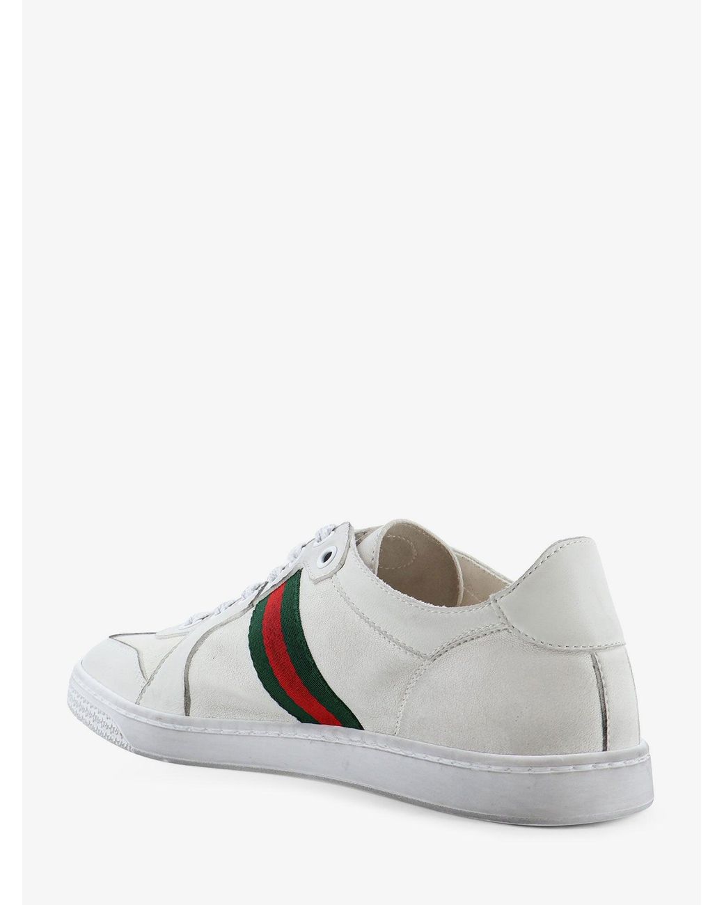 Gucci White Stretch Leather Sneakers