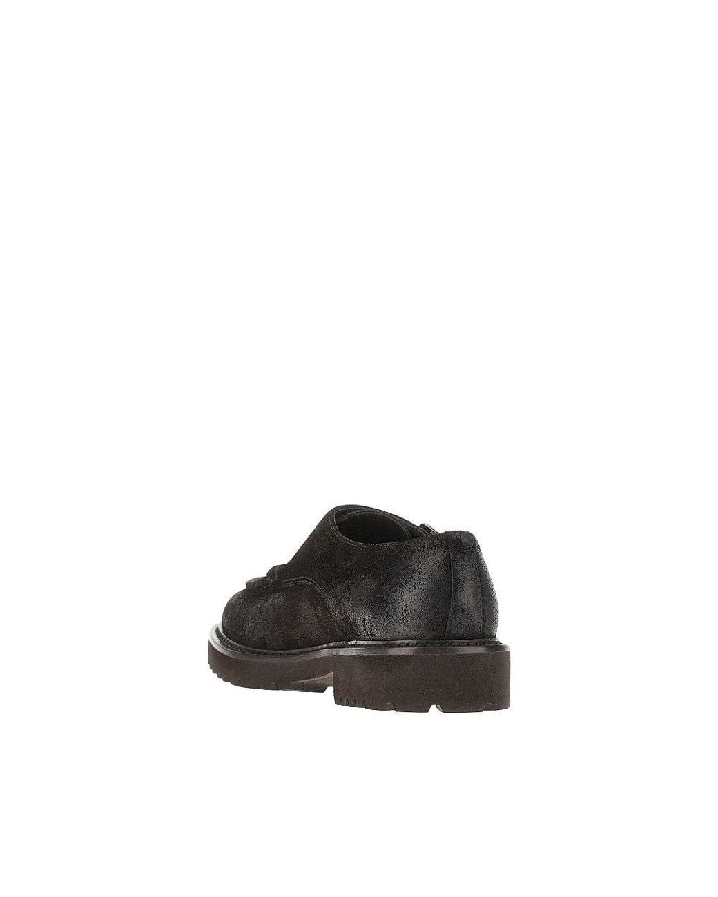 Doucal's Brown Suede Leather Double Monk Shoes for men
