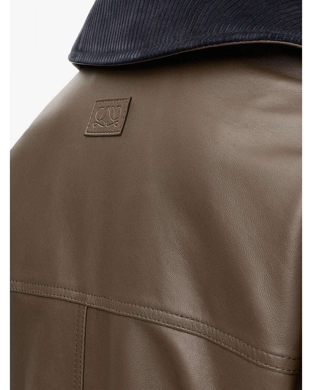 Loewe Brown Lightweight Nappa Leather Short Jacket With A Corduroy Collar