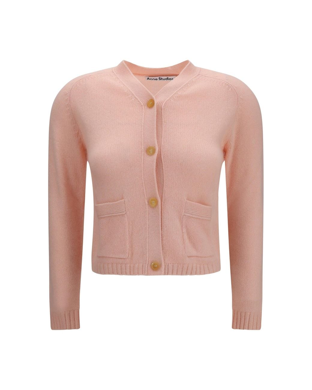 Acne Pink Cashmere V-Neck Cardigan Light Rose