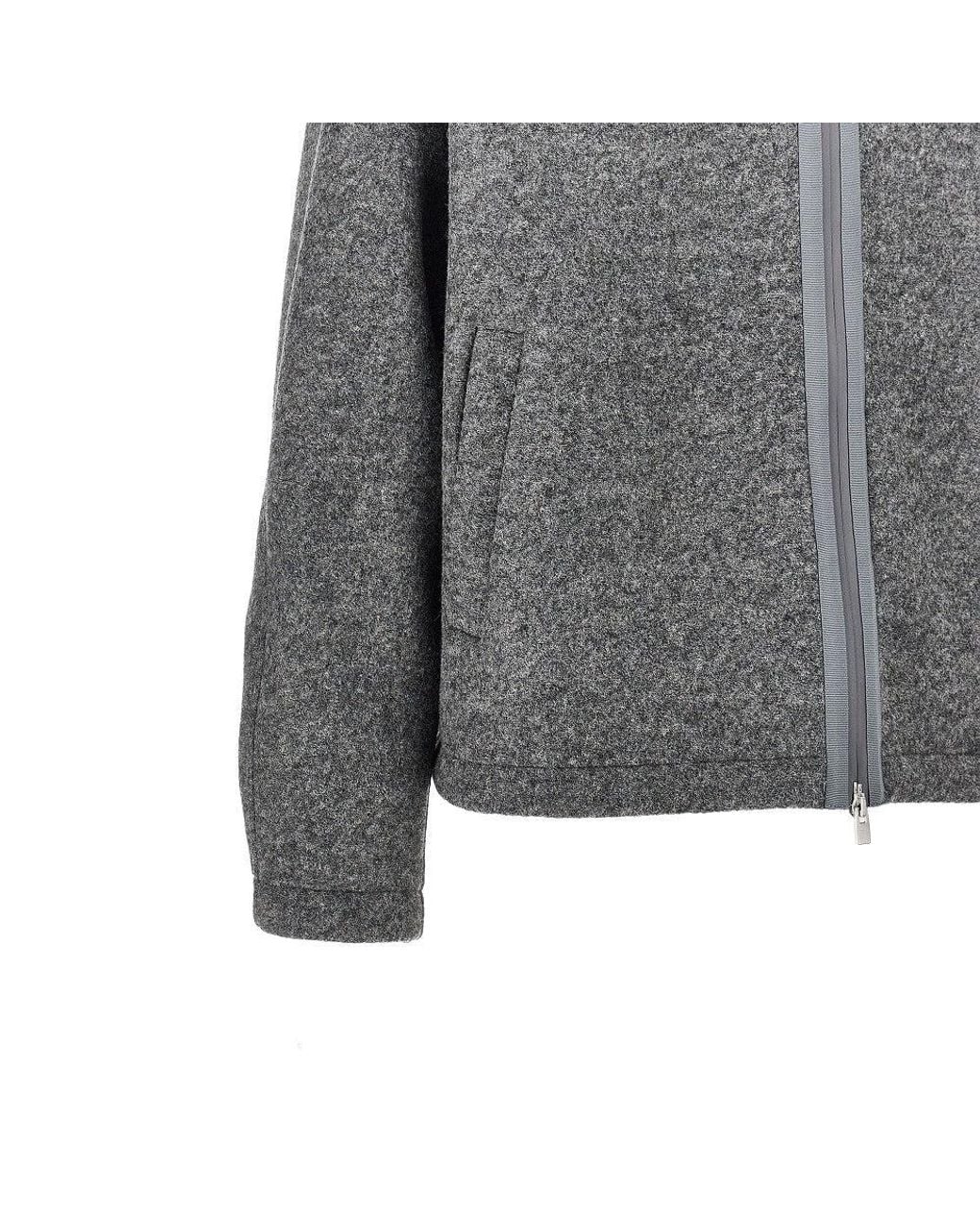 Herno Gray Wool-Blend Cloth Blouson Jacket for men