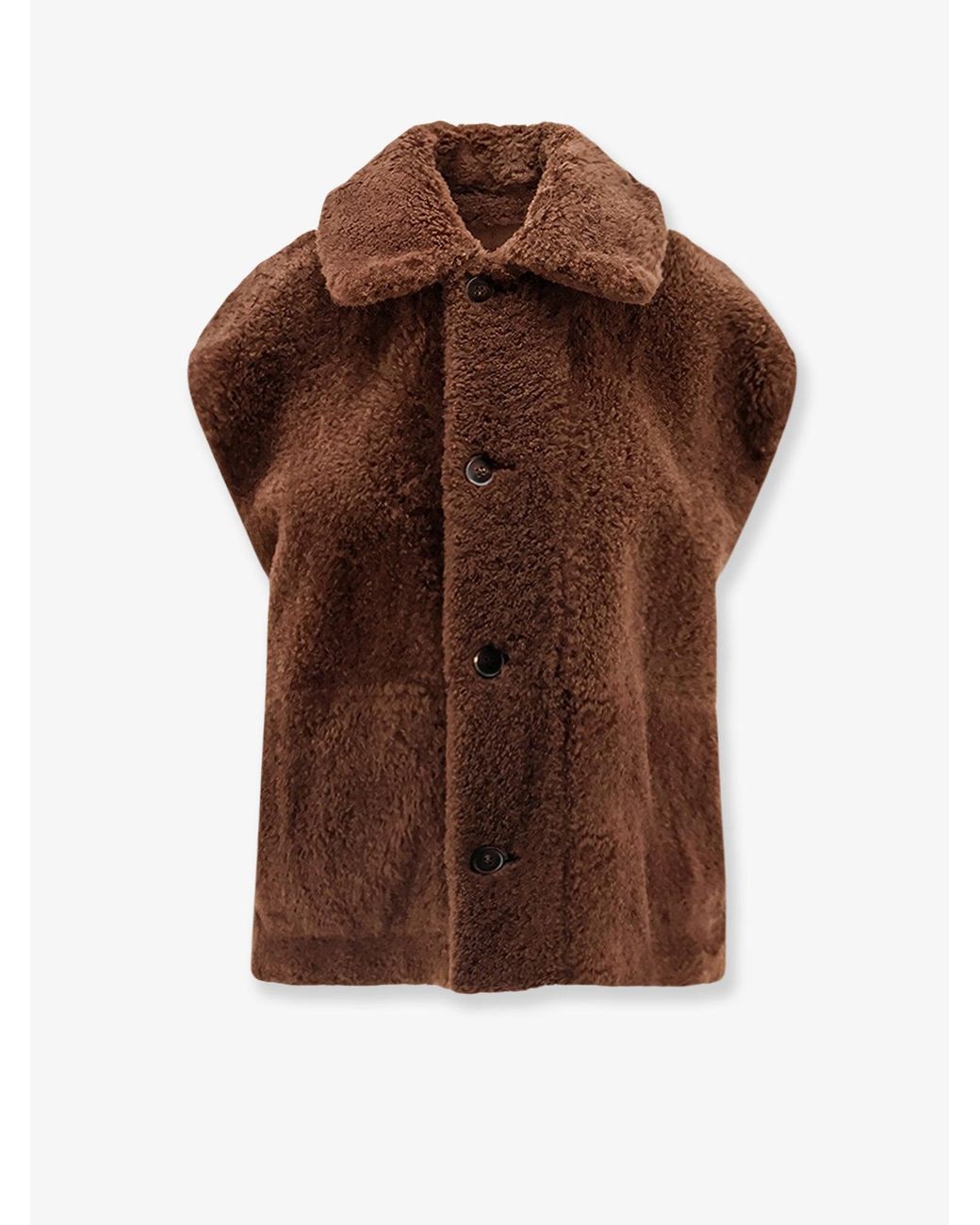 Brunello Cucinelli Brown Shearling Sleeveless Jacket