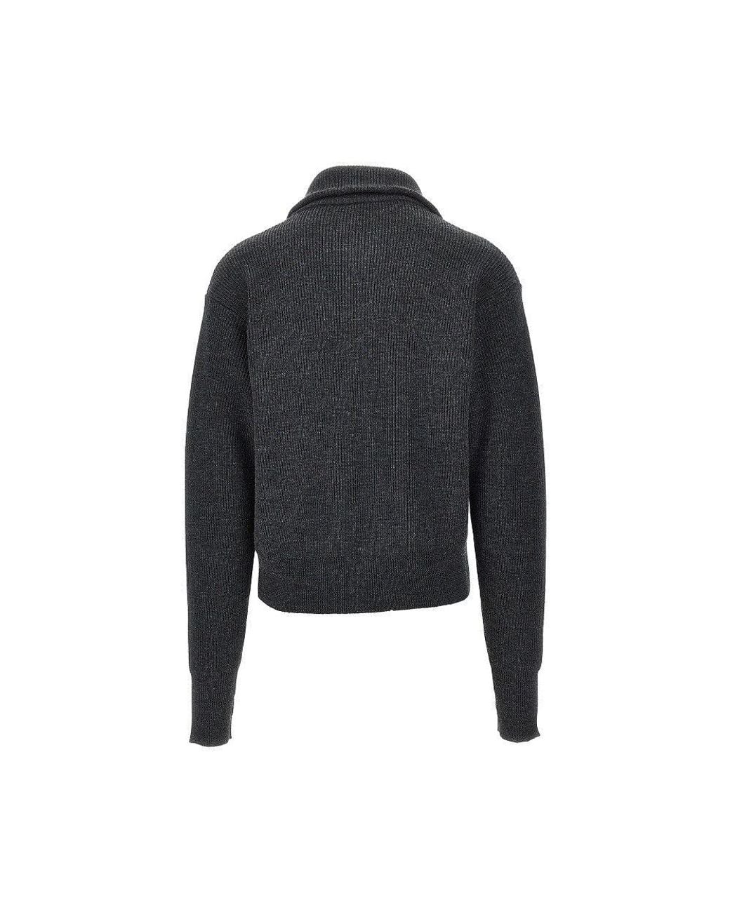 Lemaire Black Virgin Wool Full-Zip Cardigan for men