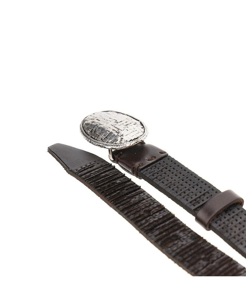 Brunello Cucinelli Black Texture Leather Belt for men