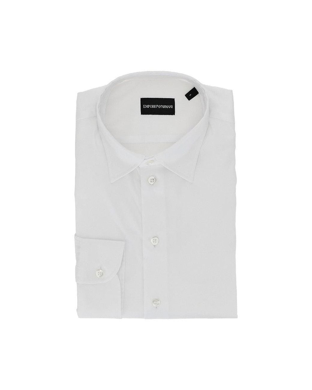 Emporio Armani White Stretch Cotton Twill Shirt for men