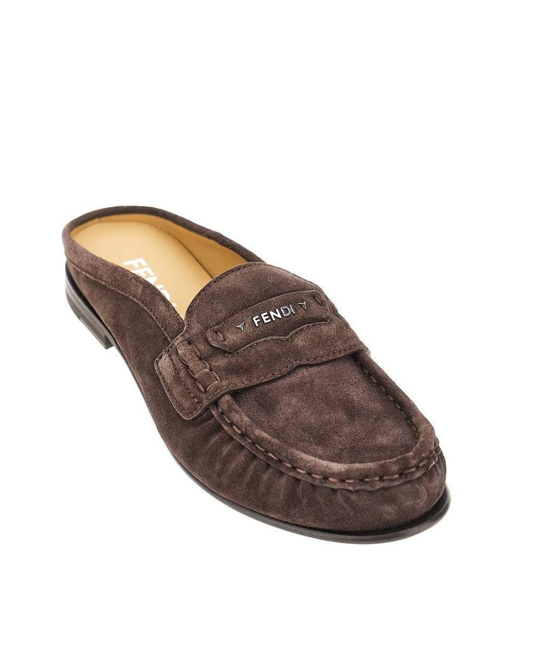Fendi Brown Scrunch' Suede Leather Sabot