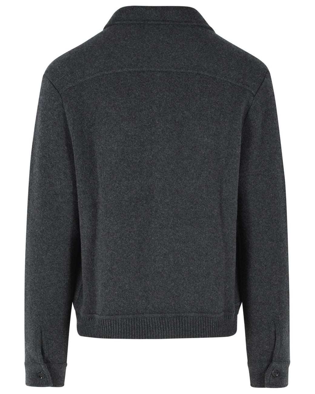 Lardini Black Knitted Cashmere Jacket With Classic Collar for men