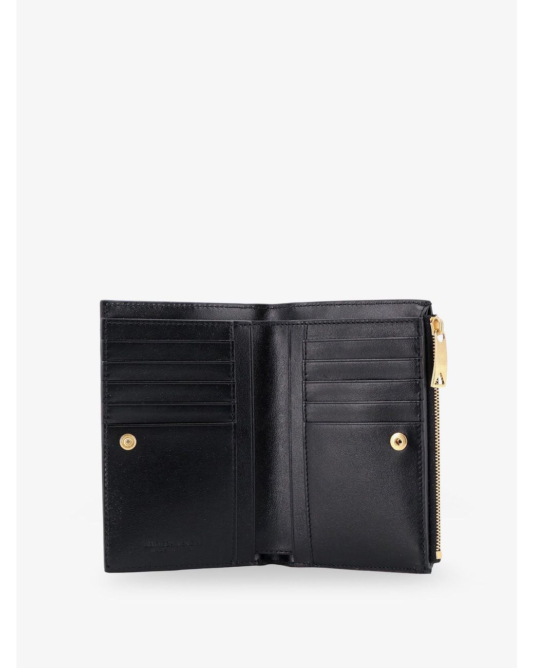 Bottega Veneta Black Leather Wallet With Intrecciato Pattern