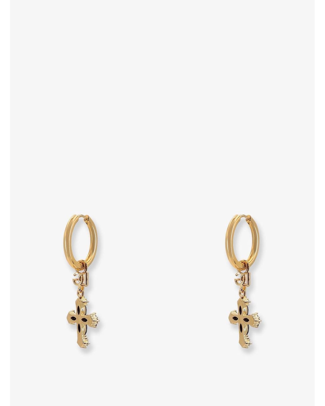 Dolce & Gabbana White Brass Earrings With Rhinestones