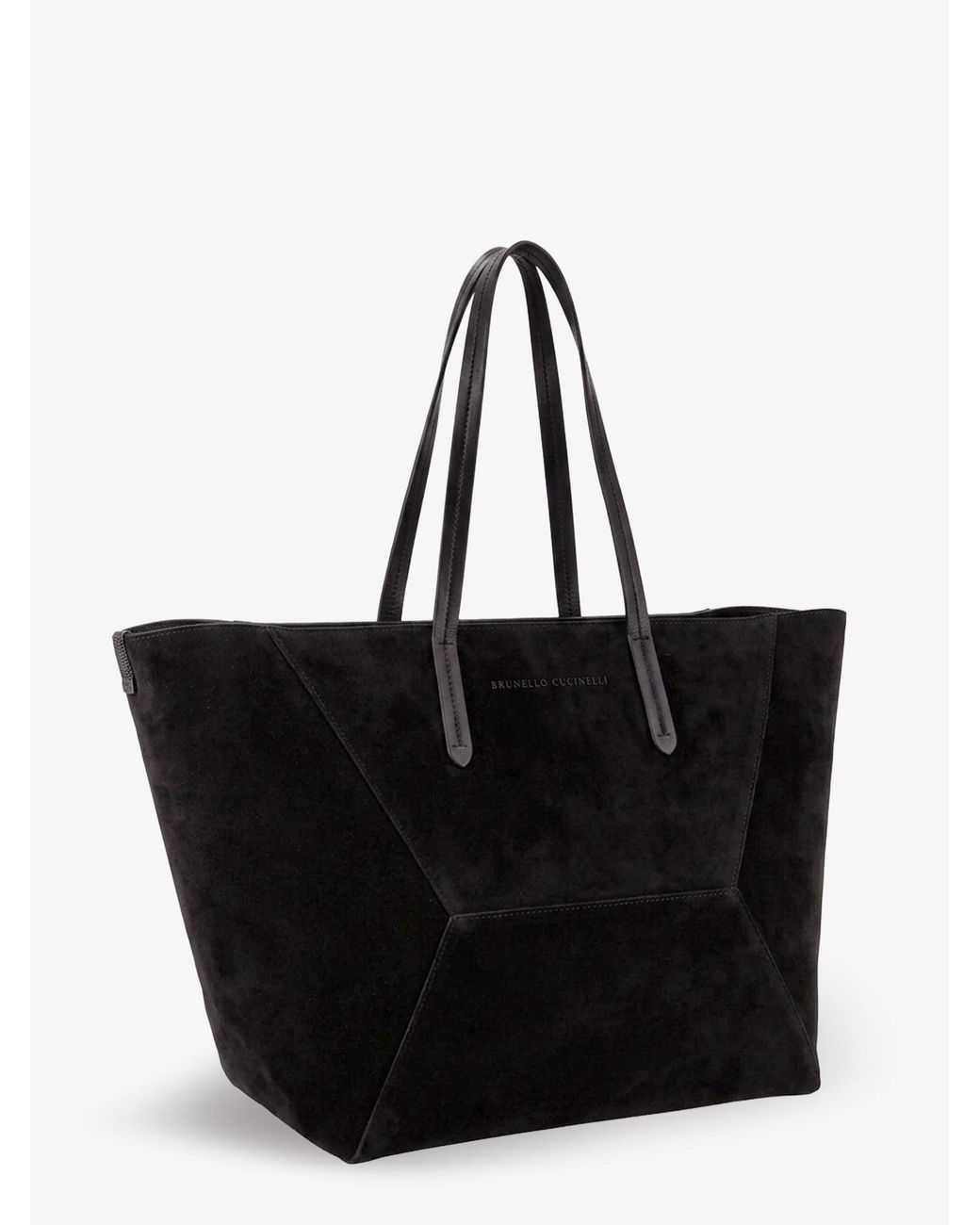 Brunello Cucinelli Black Bc Duo Suede Shoulder Bag With Engraved Logo