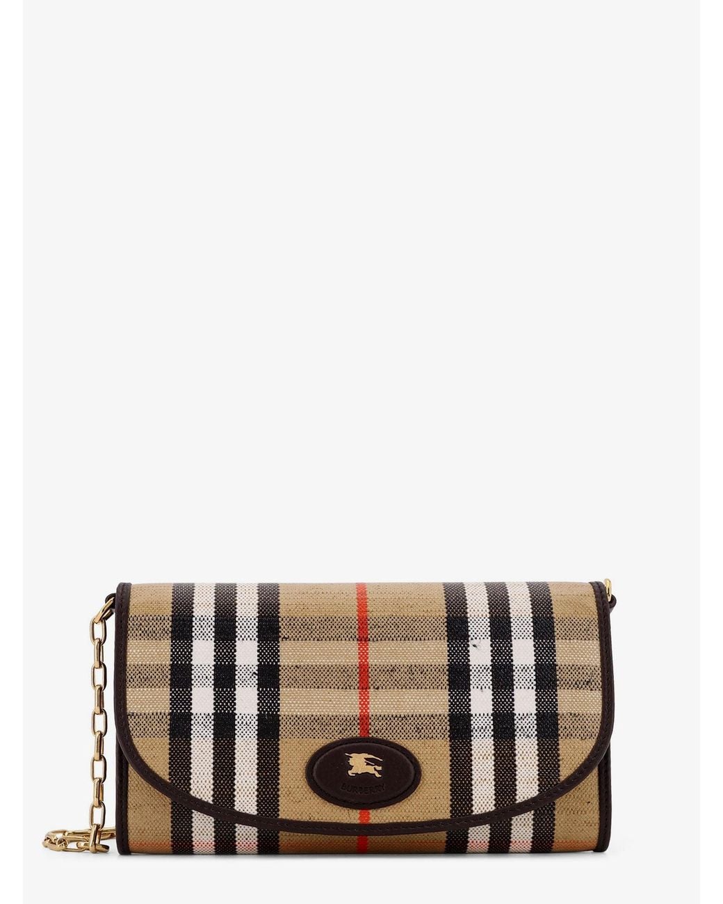 Burberry White Waxed Canvas Shoulder Bag With Check Motif