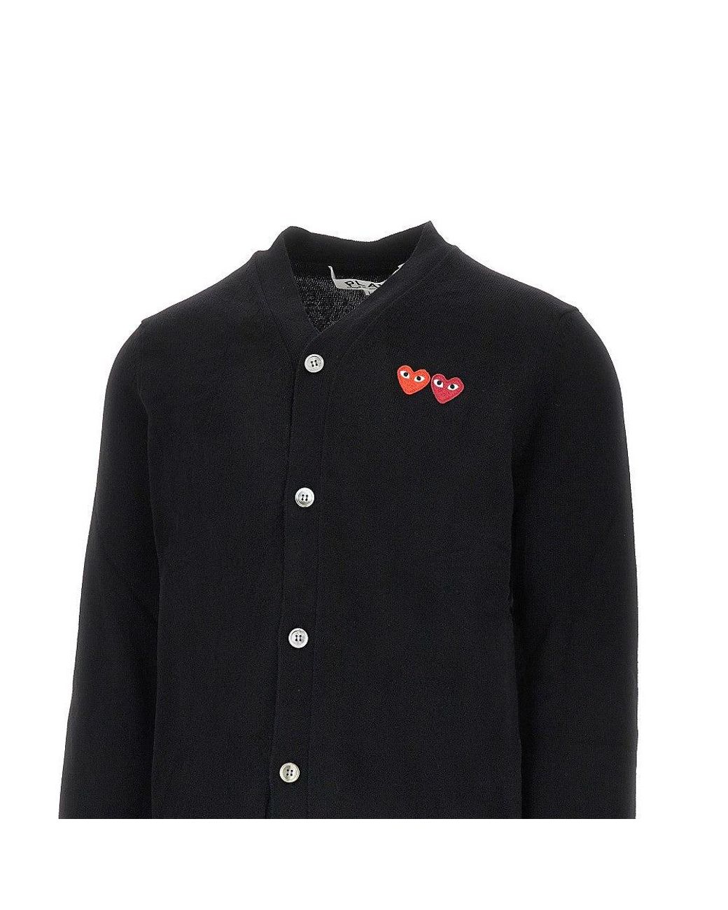 COMME DES GARÇONS PLAY Black Hearts Patches Wool Cardigan for men