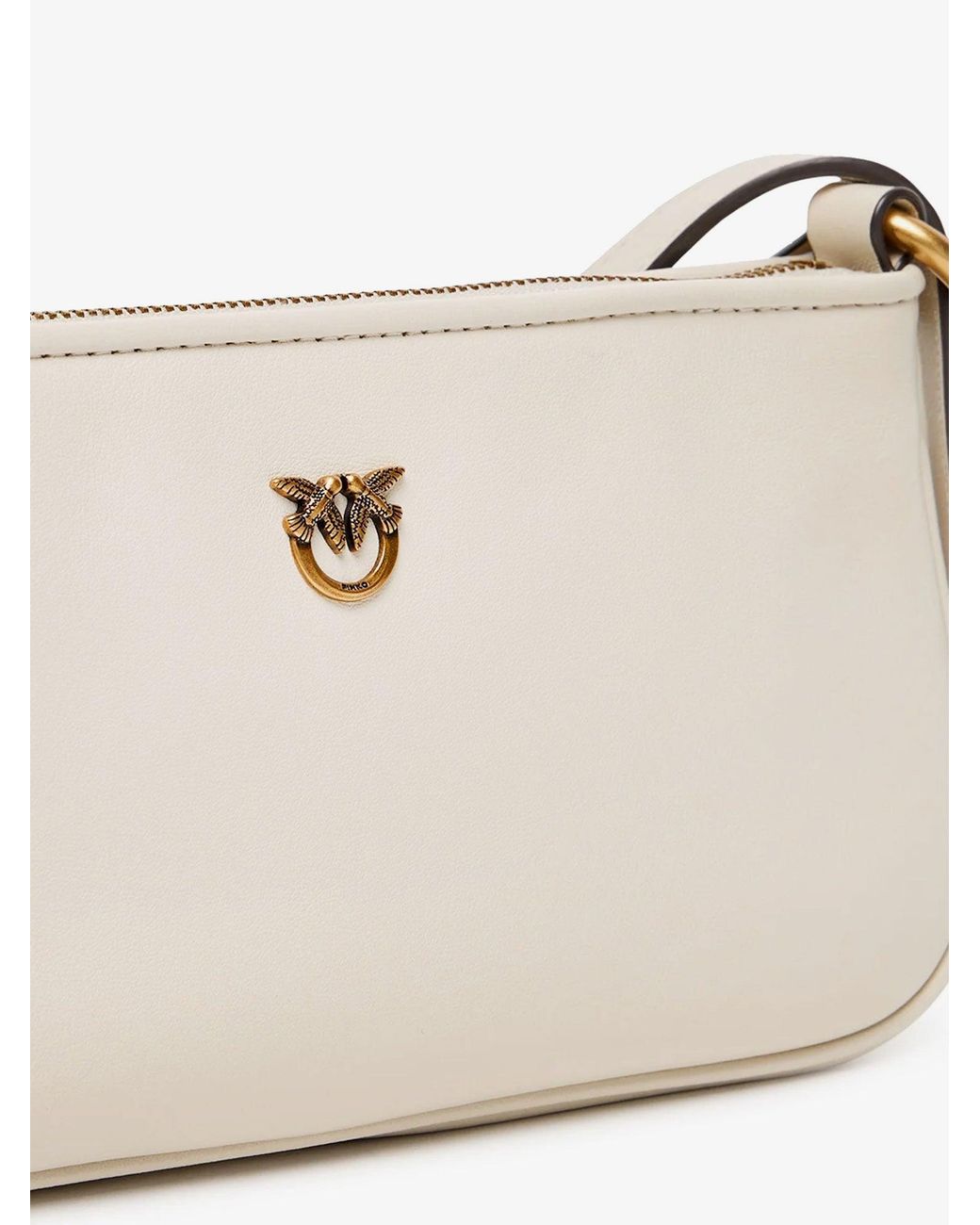 Pinko Natural Mini Half Moon Leather Crossbody Bag