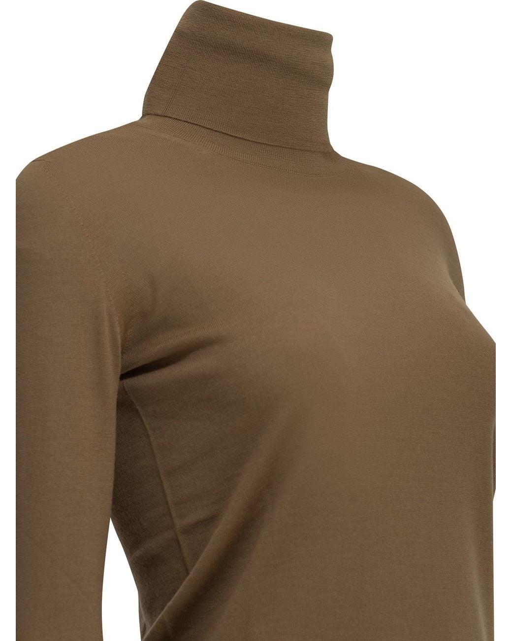 Max Mara Green Virgin Wool Turtleneck Sweater