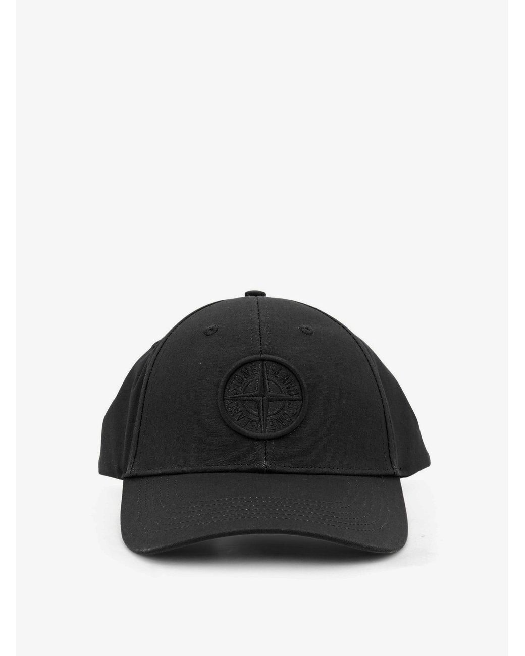 Stone Island Black Cotton Hat With Logo On The Front for men