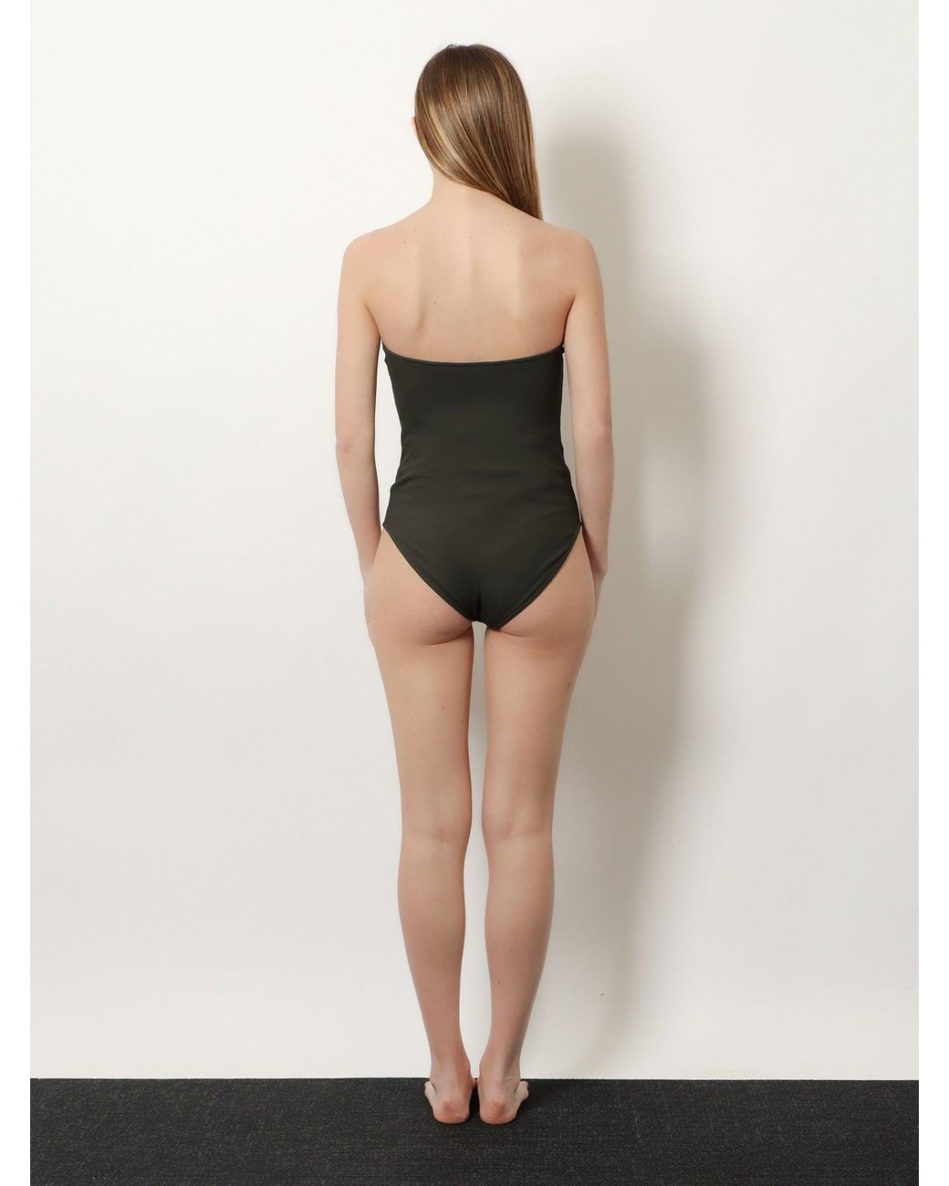 Totême  Black One-Piece Swimsuit With Ribbed Pattern
