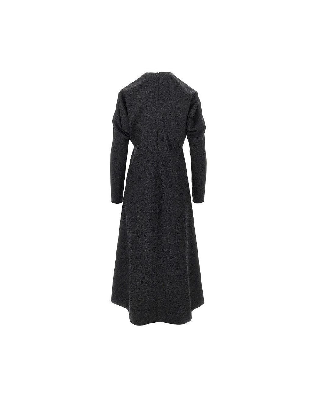 Victoria Beckham Black Wool Dolman Midi Dress