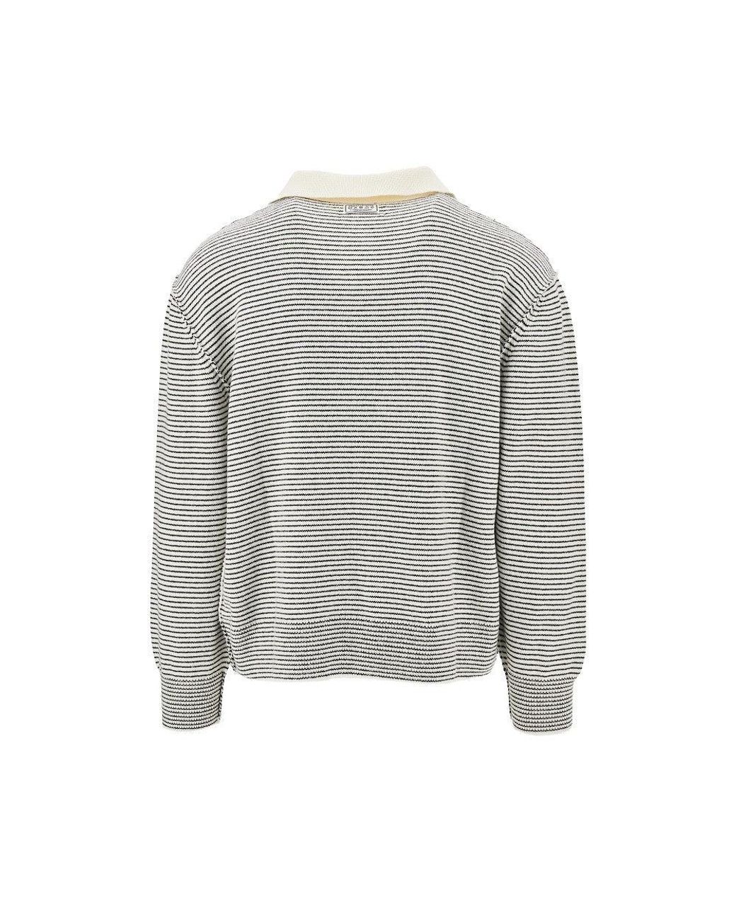 mfpen Gray Striped Wool Sweater With Collar for men