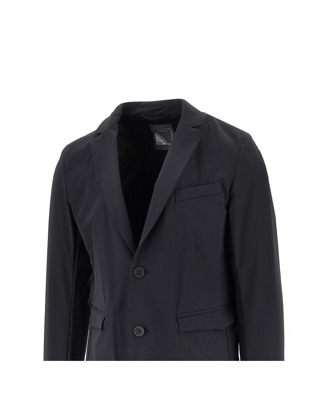Herno Blue Nylon Twill Single-Breasted Jacket for men