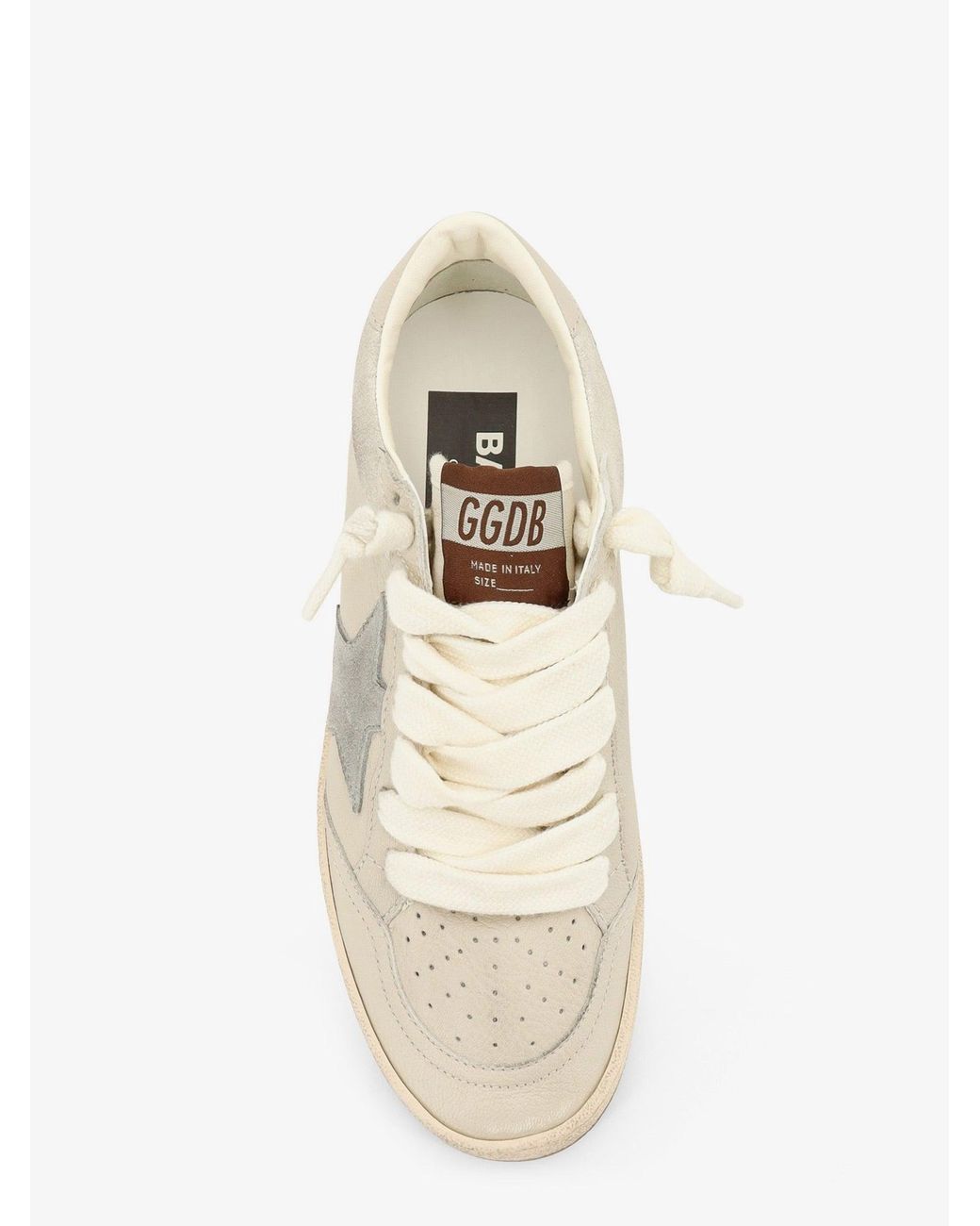 Golden Goose Deluxe Brand White Ballstar Leather Sneakers With Iconic Side Logo