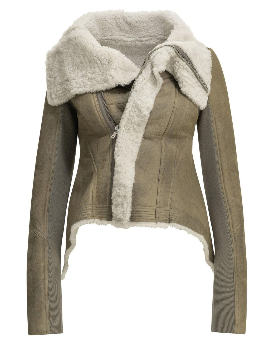 Rick Owens Gray Naska Shearling Jacket