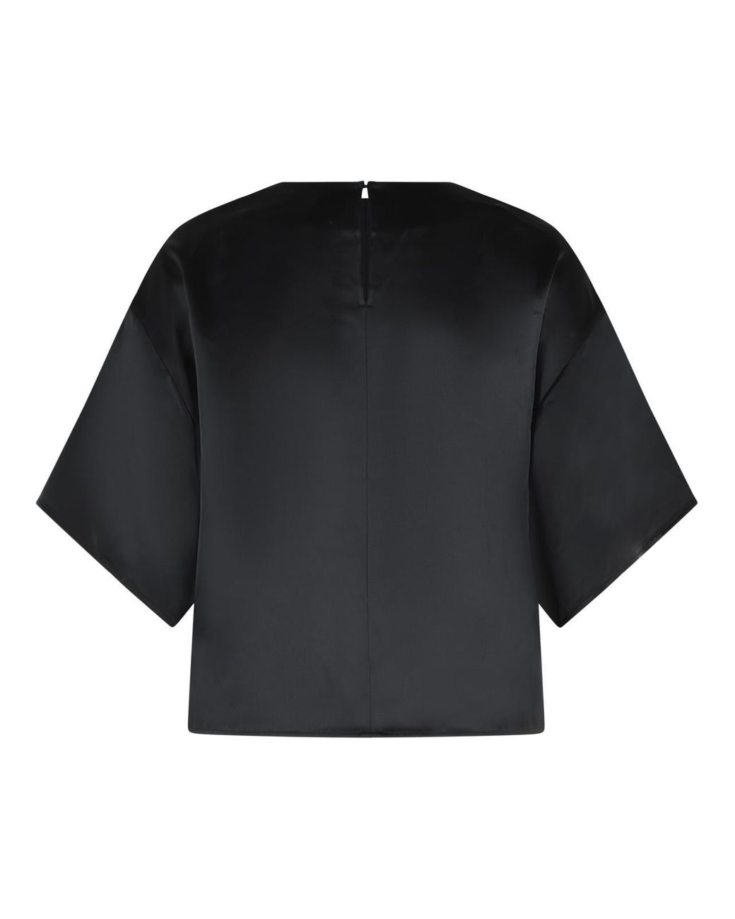 Jonathan Simkhai Black Loose Fit Acetate Blend Top With Crew Neckline