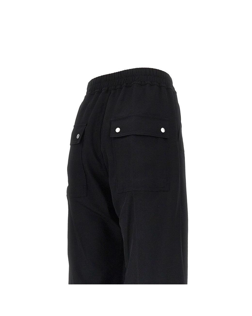 Rick Owens Black Wool Canvas Wide Bela Pants for men